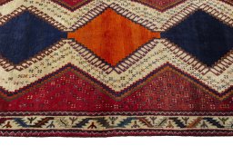 Close-up detail of 2000s Persian Gabbeh rug from Iran / Persia showing Wool weave