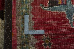 Close-up detail of 2000s Persian Gabbeh rug from Iran / Persia showing Wool weave