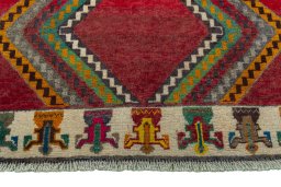 Central medallion detail of 2000s Persian Gabbeh rug from Iran / Persia