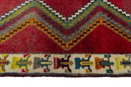 Close-up detail of 2000s Persian Gabbeh rug from Iran / Persia showing Wool weave