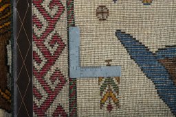 Close-up detail of 2000s Persian Gabbeh rug from Iran / Persia showing Wool weave