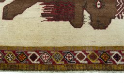 Central medallion detail of 2000s Persian Gabbeh rug from Iran / Persia