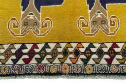 Central medallion detail of 2000s Persian Gabbeh rug from Iran / Persia
