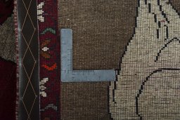 Close-up detail of 2000s Persian Gabbeh rug from Iran / Persia showing Wool weave