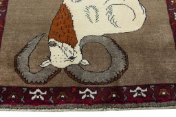 Central medallion detail of 2000s Persian Gabbeh rug from Iran / Persia