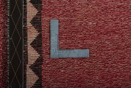 Close-up detail of 2000s Persian Gabbeh rug from Iran / Persia showing Wool weave