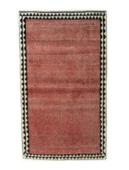 Full view of 2000s Persian Gabbeh rug from Iran / Persia, 176 × 103 cm in Red tones