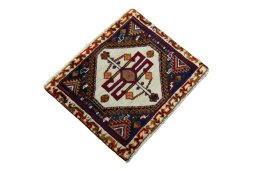 Close-up detail of 2000s Persian Gabbeh rug from Iran / Persia showing Wool weave