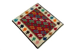 Close-up detail of 2000s Persian Gabbeh rug from Iran / Persia showing Wool weave