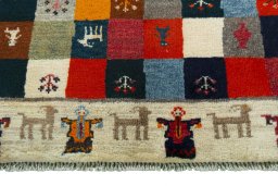 Central medallion detail of 2000s Persian Gabbeh rug from Iran / Persia