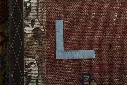 Close-up detail of 2000s Persian Gabbeh rug from Iran / Persia showing Wool weave