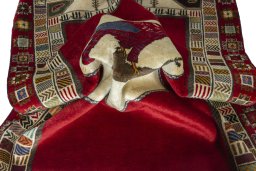 Close-up detail of 2000s Persian Gabbeh rug from Iran / Persia showing Wool weave