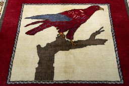 Central medallion detail of 2000s Persian Gabbeh rug from Iran / Persia