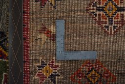 Close-up detail of 2000s Persian Gabbeh rug from Iran / Persia showing Wool weave