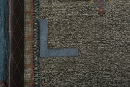 Close-up detail of New Persian Gabbeh rug from Iran / Persia showing Wool weave