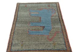 Surface texture of New Persian Gabbeh rug with natural Wool and intricate pattern