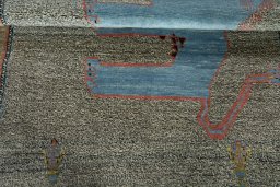 Full view of New Persian Gabbeh rug from Iran / Persia, 145 × 107 cm in Beige tones