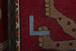 Close-up detail of 2000s Persian Gabbeh rug from Iran / Persia showing Wool weave