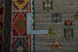 Close-up detail of 2000s Persian Gabbeh rug from Iran / Persia showing Wool weave
