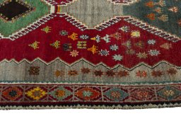 Close-up detail of 2000s Persian Gabbeh rug from Iran / Persia showing Wool weave