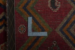 Close-up detail of 2000s Persian Gabbeh rug from Iran / Persia showing Wool weave