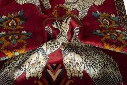 Close-up detail of 2000s Persian Gabbeh rug from Iran / Persia showing Wool weave