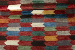 Full view of New Persian Gabbeh rug from Iran / Persia, 148 × 106 cm in Multi Color tones