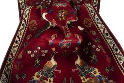 Close-up detail of 2000s Persian Gabbeh rug from Iran / Persia showing Wool weave