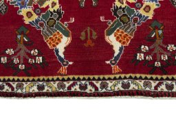 Close-up detail of 2000s Persian Gabbeh rug from Iran / Persia showing Wool weave