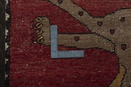 Close-up detail of 2000s Persian Gabbeh rug from Iran / Persia showing Wool weave