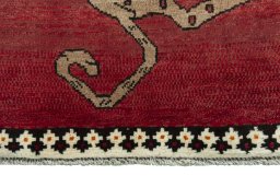 Central medallion detail of 2000s Persian Gabbeh rug from Iran / Persia