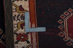 Close-up detail of 2000s Persian Gabbeh rug from Iran / Persia showing Wool weave