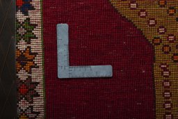 Close-up detail of 2000s Persian Gabbeh rug from Iran / Persia showing Wool weave