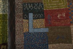 Close-up detail of New Persian Gabbeh rug from Iran / Persia showing Wool weave