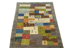 Surface texture of New Persian Gabbeh rug with natural Wool and intricate pattern