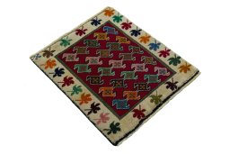 Close-up detail of 2000s Persian Gabbeh rug from Iran / Persia showing Wool weave