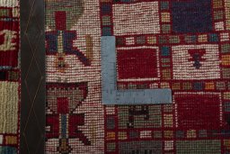 Close-up detail of 2000s Persian Gabbeh rug from Iran / Persia showing Wool weave