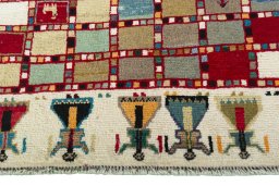 Central medallion detail of 2000s Persian Gabbeh rug from Iran / Persia