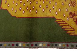 Close-up detail of 2000s Persian Gabbeh rug from Iran / Persia showing Wool weave