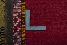 Close-up detail of 2000s Persian Gabbeh rug from Iran / Persia showing Wool weave