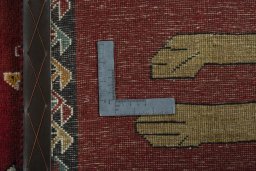 Close-up detail of 2000s Persian Gabbeh rug from Iran / Persia showing Wool weave