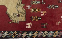 Close-up detail of 2000s Persian Gabbeh rug from Iran / Persia showing Wool weave
