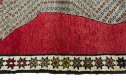 Close-up detail of 2000s Persian Gabbeh rug from Iran / Persia showing Wool weave