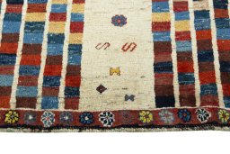 Central medallion detail of 2000s Persian Gabbeh rug from Iran / Persia