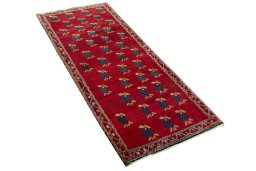 Close-up detail of 2000s Persian Gabbeh rug from Iran / Persia showing Wool weave