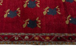 Close-up detail of 2000s Persian Gabbeh rug from Iran / Persia showing Wool weave