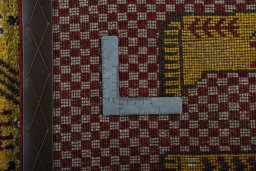Close-up detail of 2000s Persian Gabbeh rug from Iran / Persia showing Wool weave