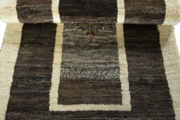 Full view of New Persian Gabbeh rug from Iran / Persia, 124 × 81 cm in Beige tones