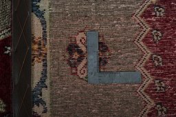 Close-up detail of 2000s Persian Gabbeh rug from Iran / Persia showing Wool weave