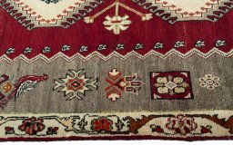 Close-up detail of 2000s Persian Gabbeh rug from Iran / Persia showing Wool weave